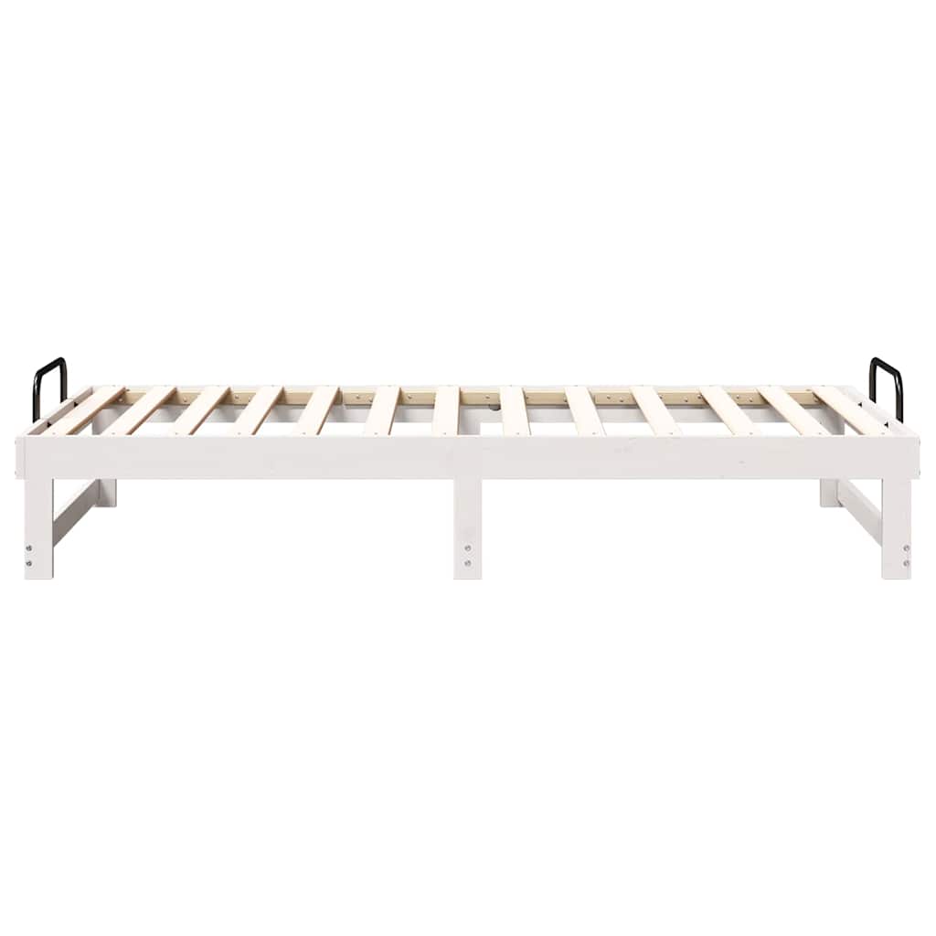 vidaXL Bed Frame White 90 x 200 cm Solid Pine Wood 6