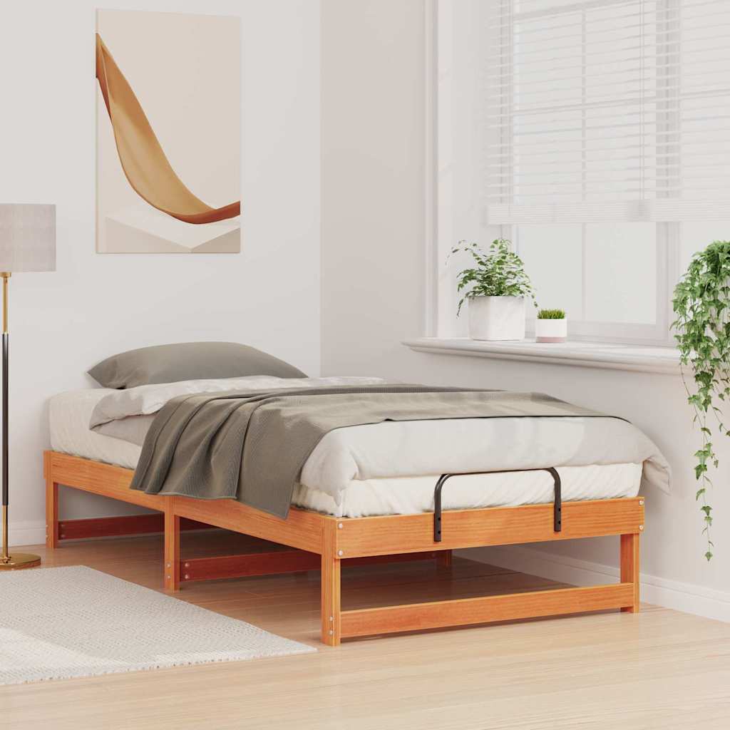 vidaXL Bed Frame Brown 90 x 200 cm Solid Pine Wood 3
