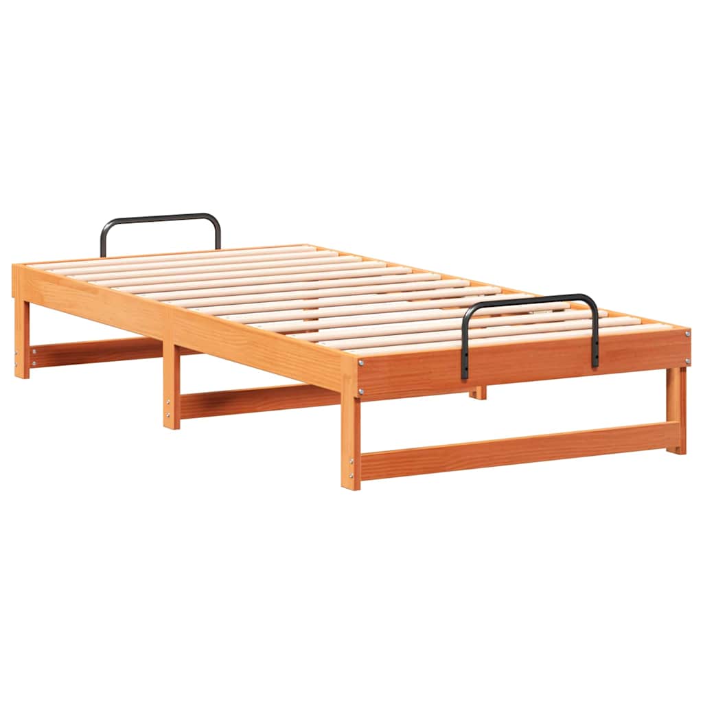 vidaXL Bed Frame Brown 90 x 200 cm Solid Pine Wood 4
