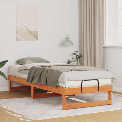 vidaXL Bed Frame Brown Solid Pine Wood Wax Brown