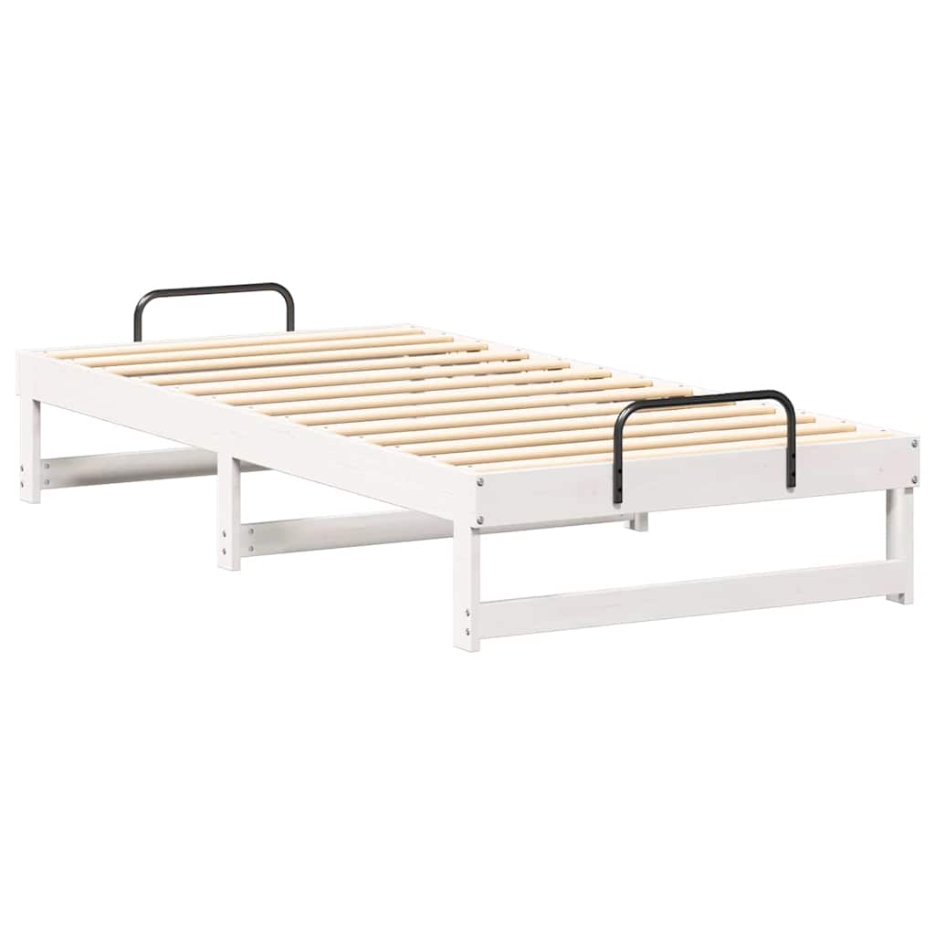 vidaXL Bed Frame White 90 x 190 cm Solid Pine Wood 4