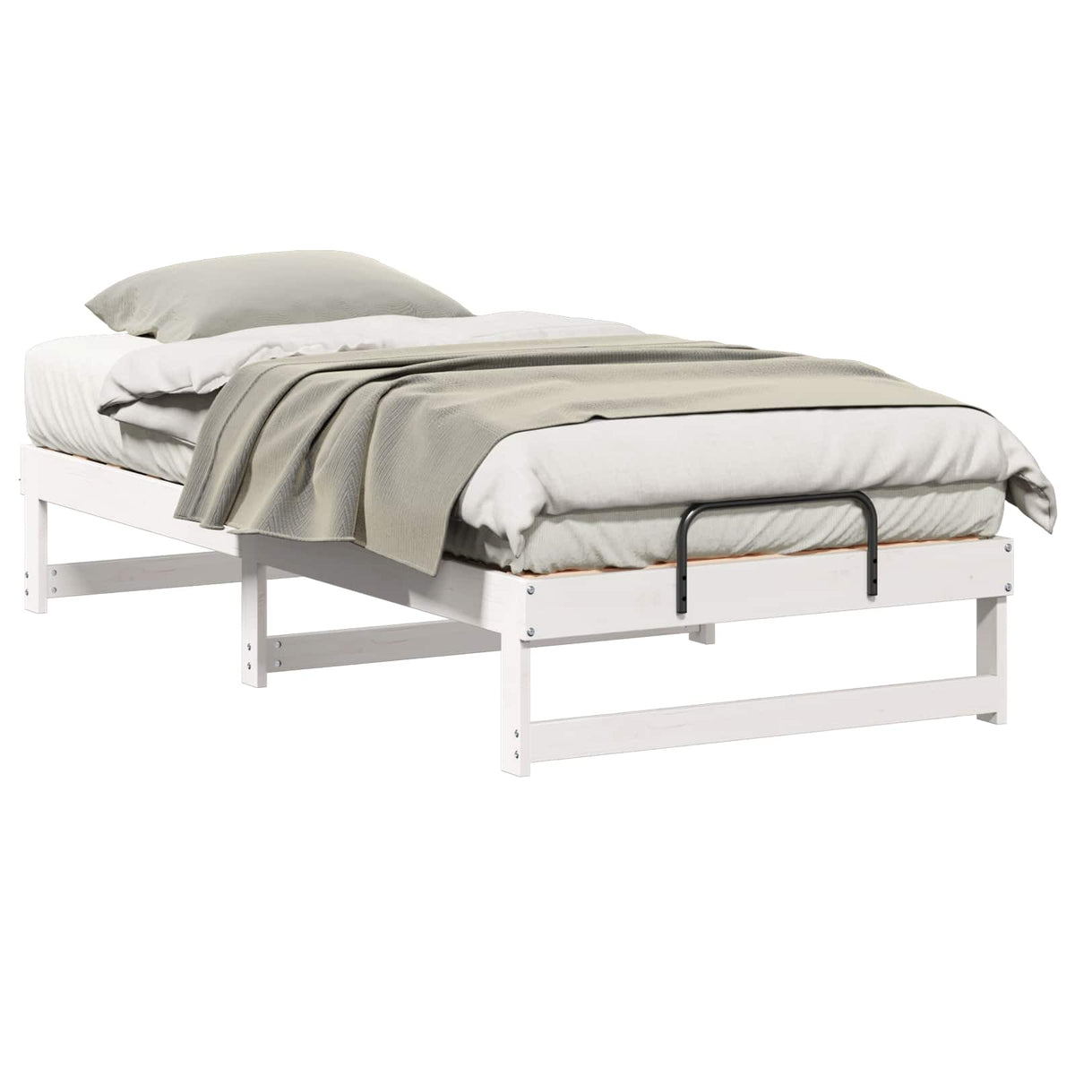 Bed Frame Solid Pine Wood White 75 cm 190 cm
