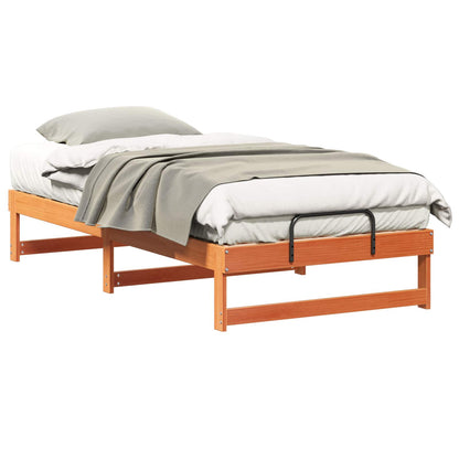 Bed Frame Brown Solid Pine Wood Wax brown 75 cm 190 cm