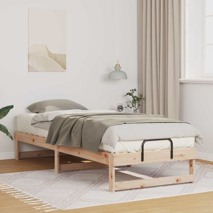 vidaXL Bed Frame Brown Solid Pine Wood Natural