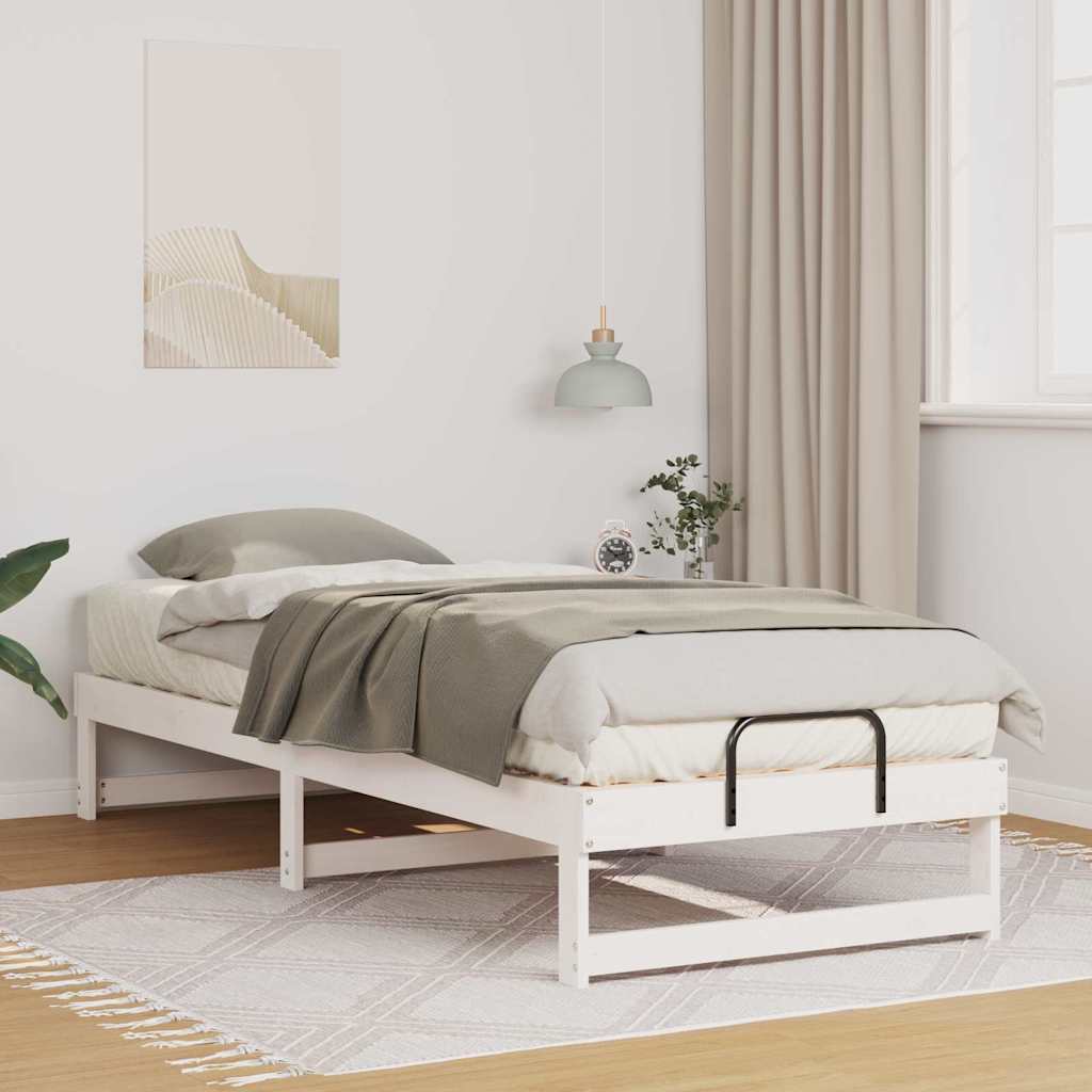 vidaXL Bed Frame White 80 x 210 cm Solid Pine Wood 1