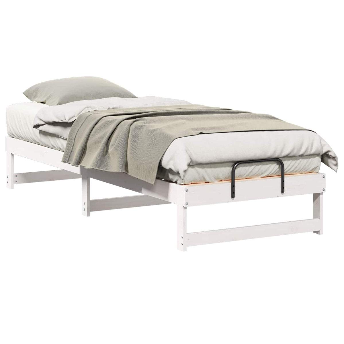 vidaXL Bed Frame White 80 x 210 cm Solid Pine Wood 2