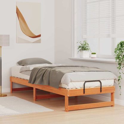 Bed Frame Brown Solid Pine Wood Wax brown 80 cm 210 cm