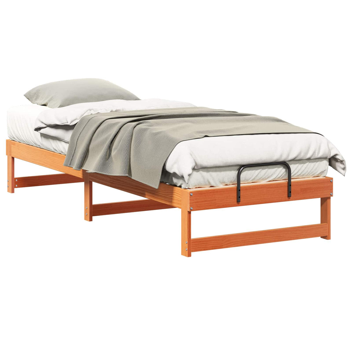 Bed Frame Brown Solid Pine Wood Wax brown 80 cm 210 cm