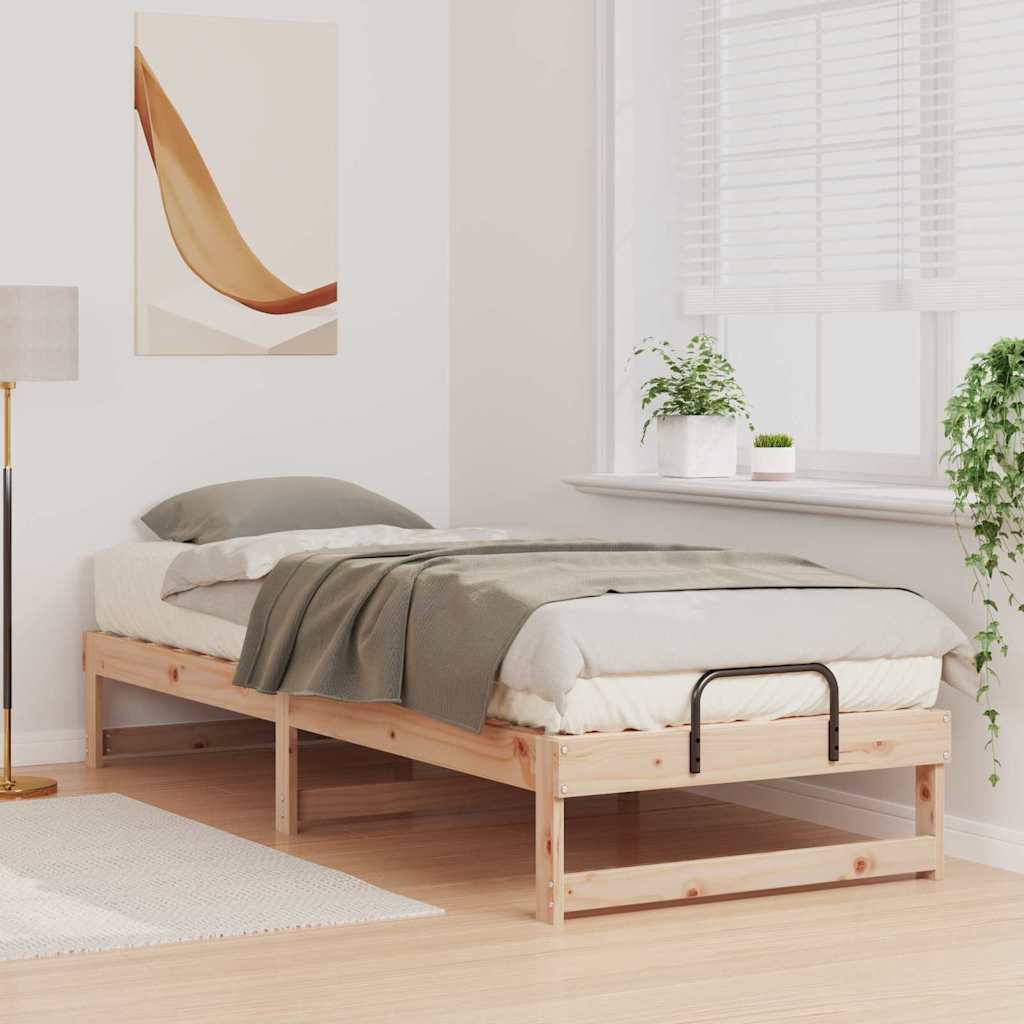 vidaXL Bed Frame Brown 90 x 210 cm Solid Pine Wood 3