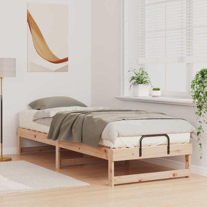 Bed Frame Brown Solid Pine Wood Natural 90 cm 210 cm