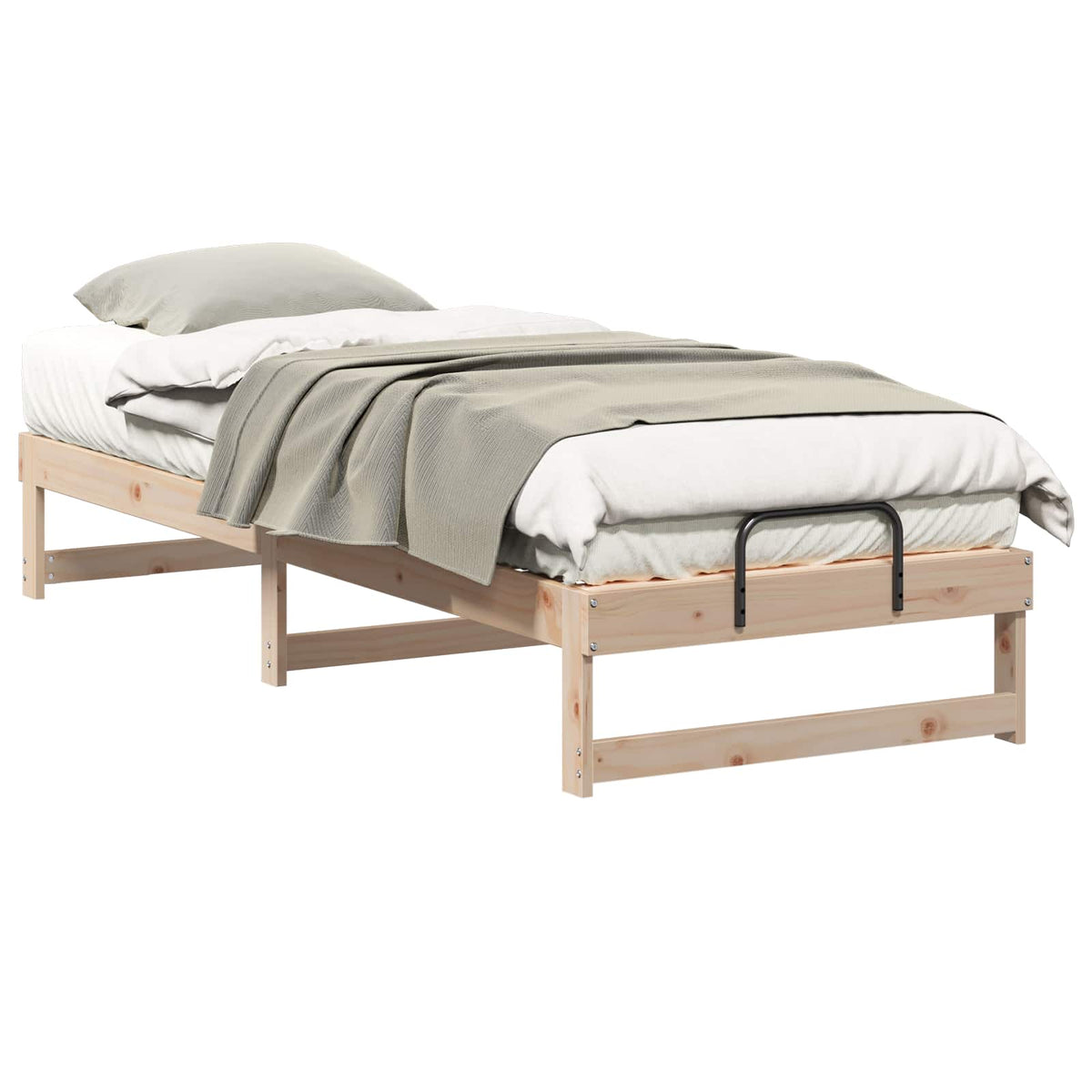 Bed Frame Brown Solid Pine Wood Natural 90 cm 210 cm