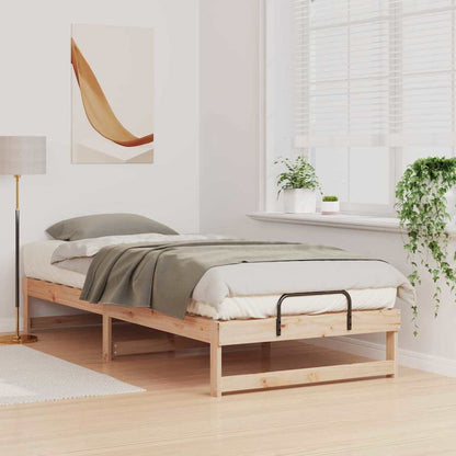Bed Frame Brown Solid Pine Wood Natural 80 cm 220 cm