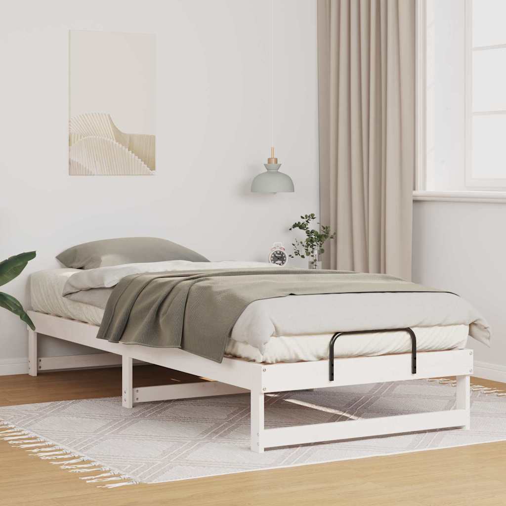 vidaXL Bed Frame White 80 x 220 cm Solid Pine Wood 1