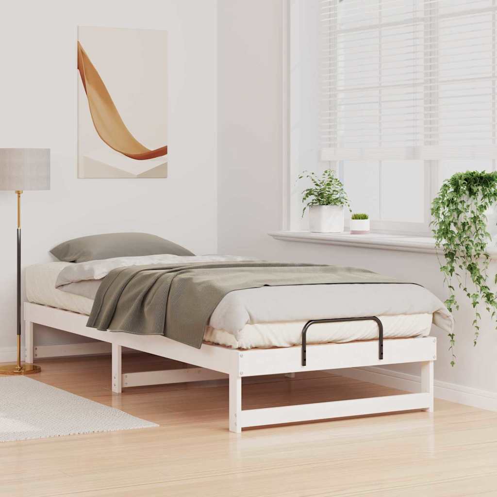 vidaXL Bed Frame White 80 x 220 cm Solid Pine Wood 3