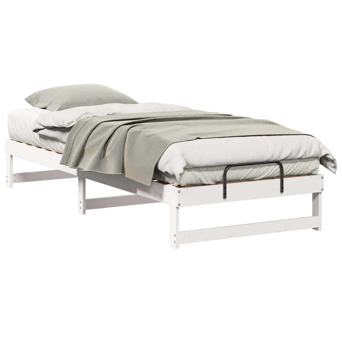 vidaXL Bed Frame White 80 x 220 cm Solid Pine Wood 2
