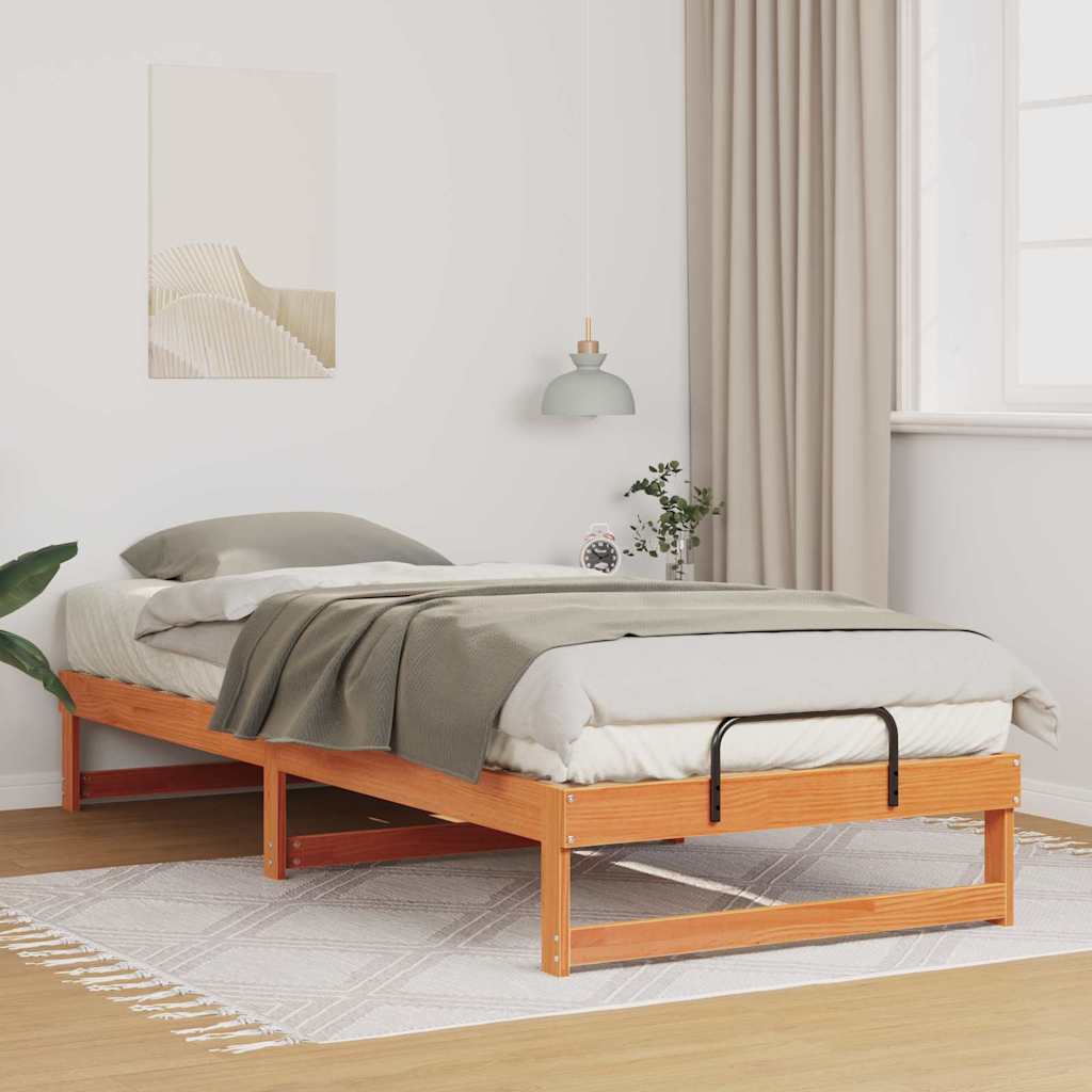 vidaXL Bed Frame Brown 80 x 220 cm Solid Pine Wood 1