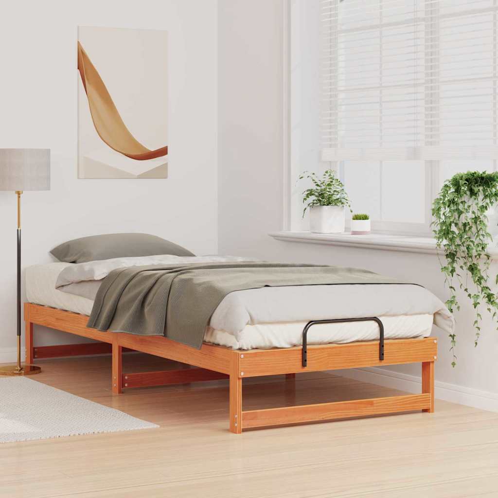 vidaXL Bed Frame Brown 80 x 220 cm Solid Pine Wood 3