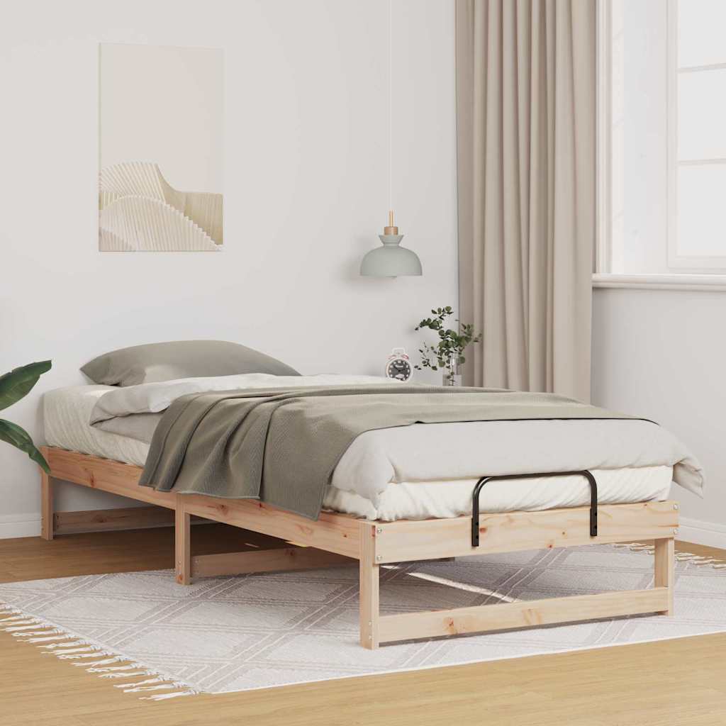 vidaXL Bed Frame Brown 90 x 220 cm Solid Pine Wood 1