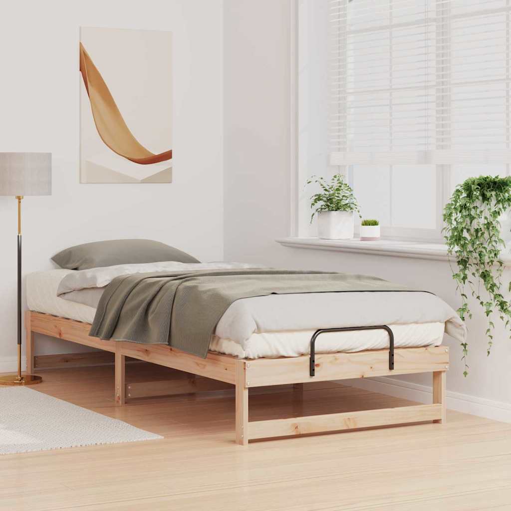 vidaXL Bed Frame Brown 90 x 220 cm Solid Pine Wood 3