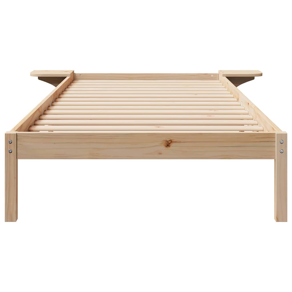 vidaXL Bed Frame with Side Tables Natural 90 x 210 cm Solid Pine Wood 5