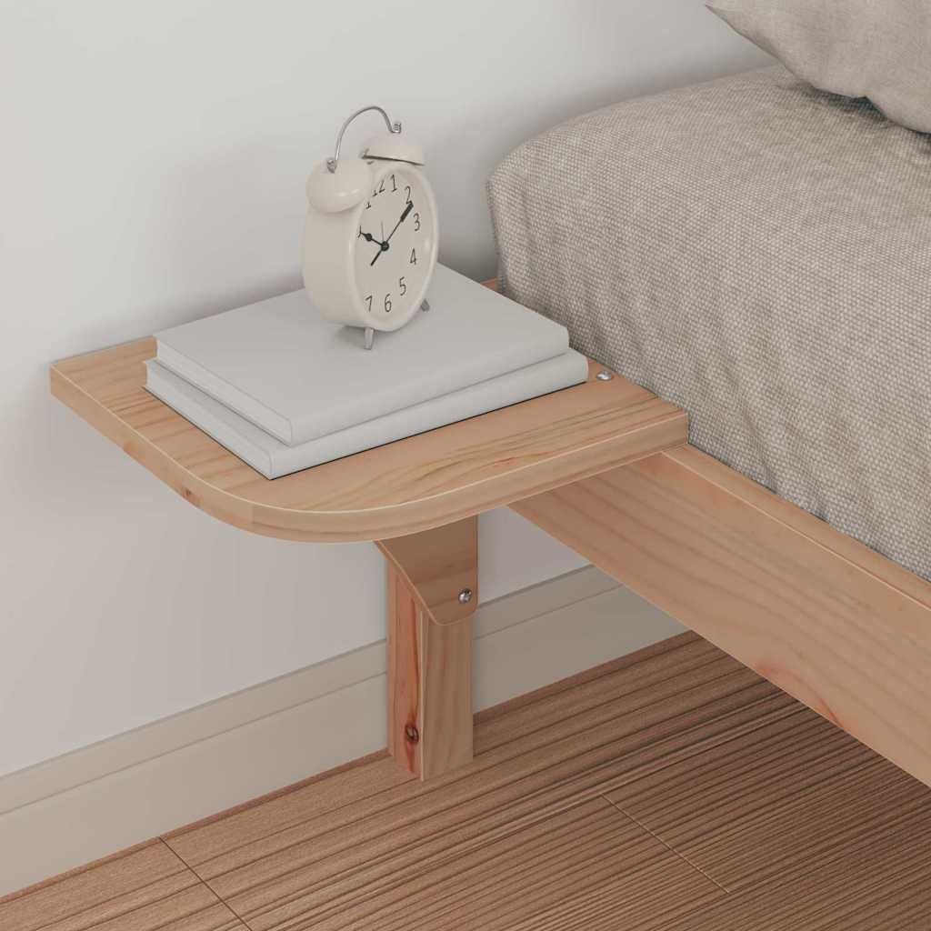 vidaXL Bed Frame with Side Tables Natural 80 x 220 cm Solid Pine Wood 4