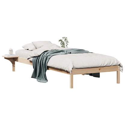 vidaXL Bed Frame with Side Tables Natural 80 x 220 cm Solid Pine Wood 3