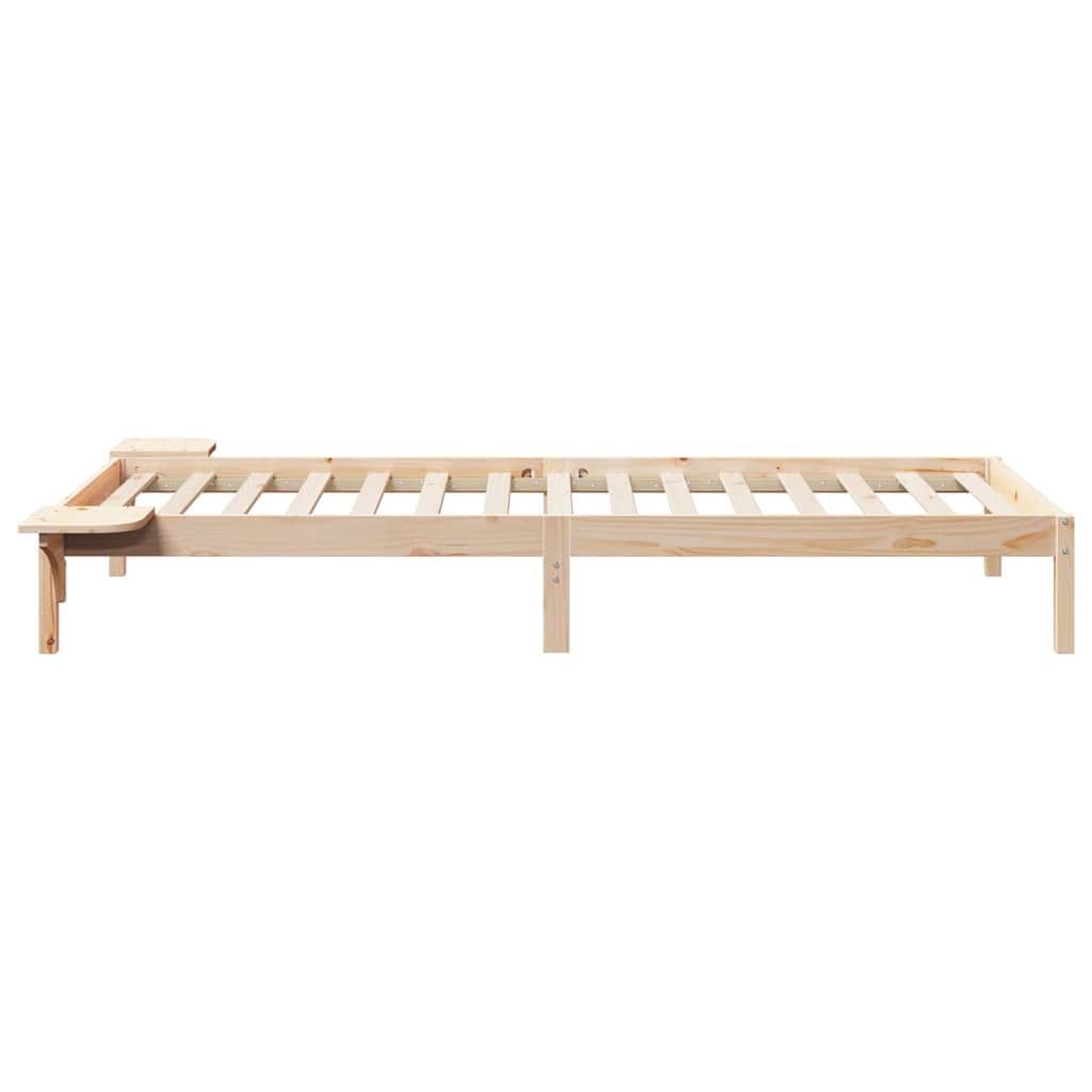 vidaXL Bed Frame with Side Tables Natural 80 x 220 cm Solid Pine Wood 6