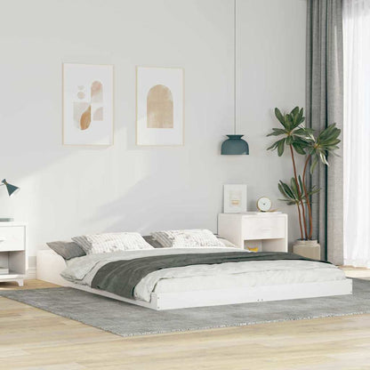 Bed Frame Solid Pine Wood White Length 200 cm 150 cm
