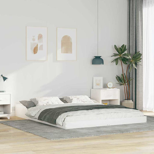 Bed Frame Solid Pine Wood White Length 200 cm 150 cm