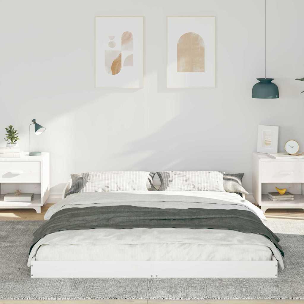 Bed Frame Solid Pine Wood White Length 200 cm 150 cm