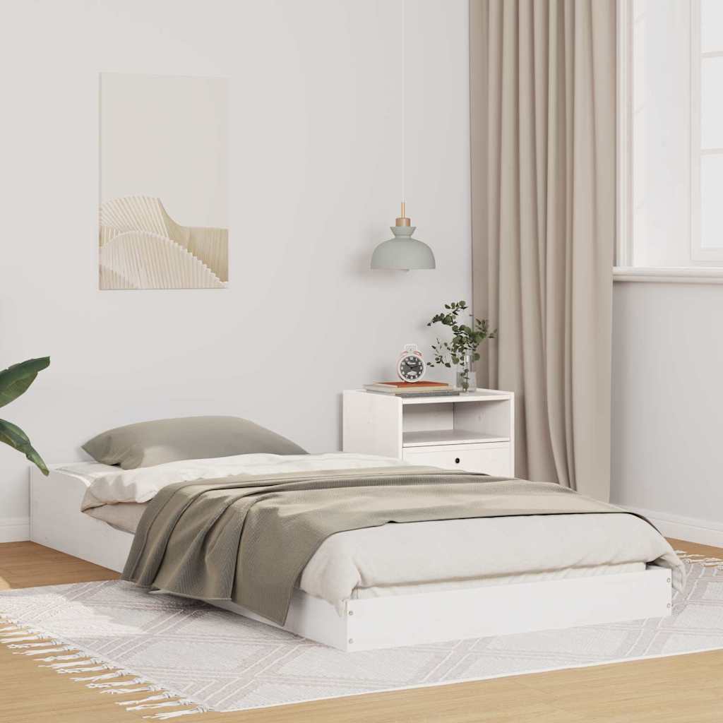 Bed Frame Solid Pine Wood White Length