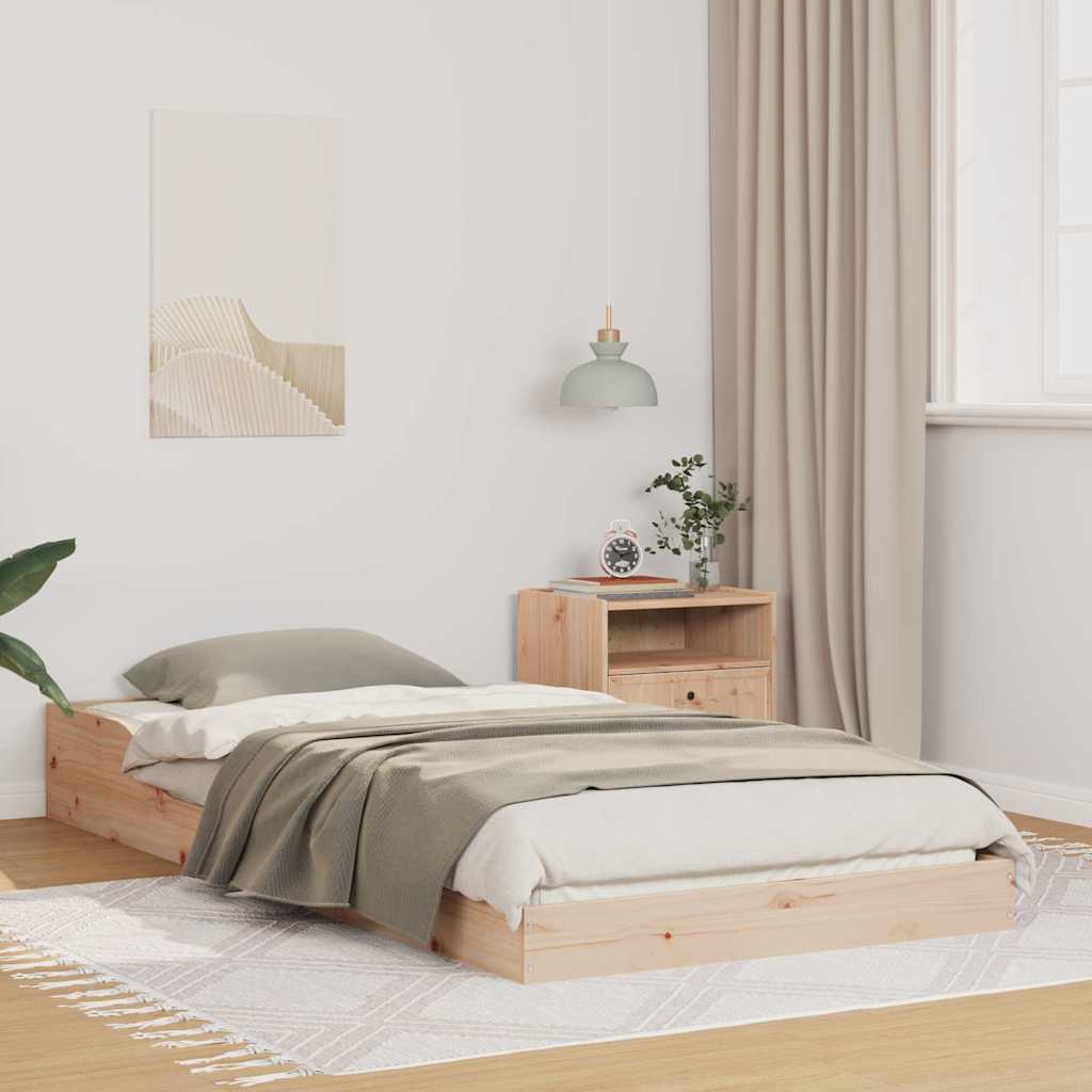 vidaXL Bed Frame Natural 75 x 190 cm Solid Pine Wood 1