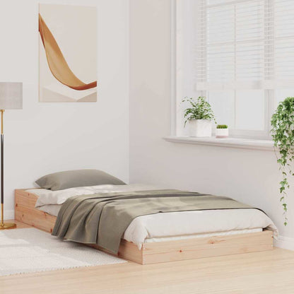vidaXL Bed Frame Natural 75 x 190 cm Solid Pine Wood 4