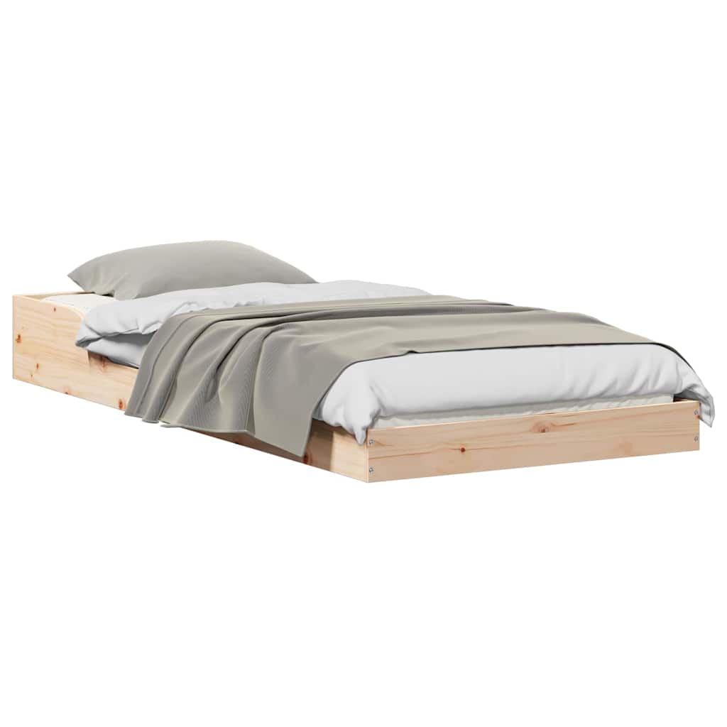 vidaXL Bed Frame Natural 90 x 220 cm Solid Pine Wood 3