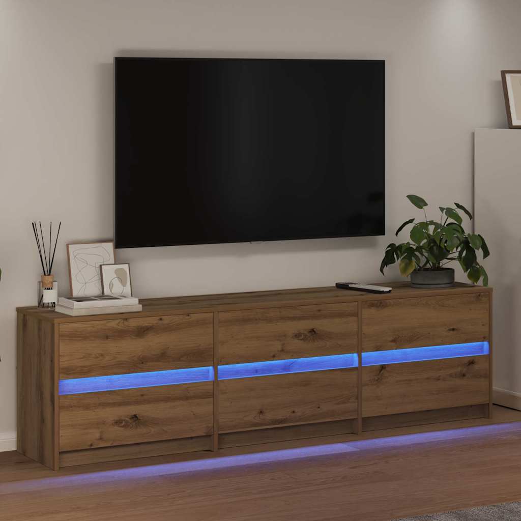 TV Cabinet with LED 100x34x50 cm Engineered Wood Artisan oak 180 cm