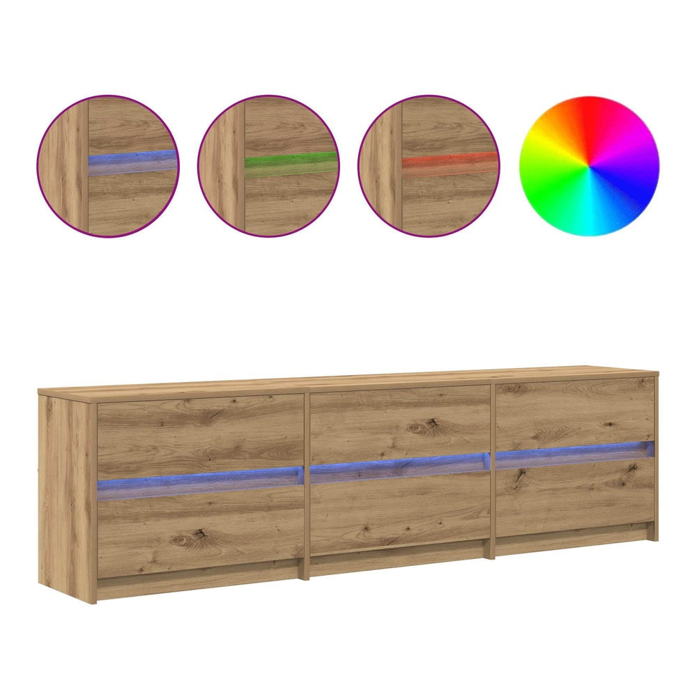 TV Cabinet with LED 100x34x50 cm Engineered Wood Artisan oak 180 cm