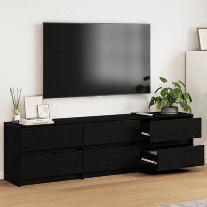 TV Cabinet with LED 100x34x50 cm Engineered Wood Black oak 180 cm