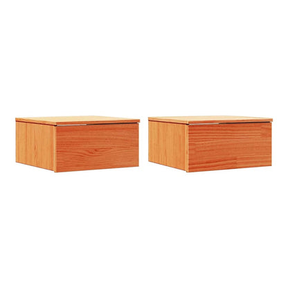Bedside Table 37 x 35 x 18.5 cm Solid pine wood Wax brown