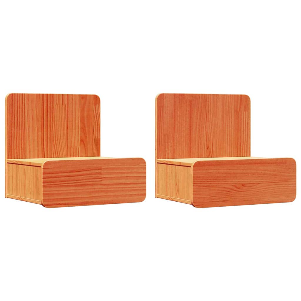 vidaXL Bedside Table 2 pcs Wax Brown 44 x 32.5 x 40 cm Solid pine wood 2