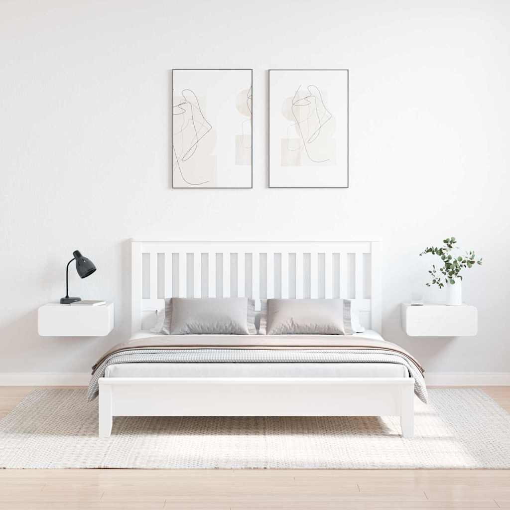 vidaXL Bedside Table 2 pcs White 39 x 34 x 16.5 cm Solid pine wood 4