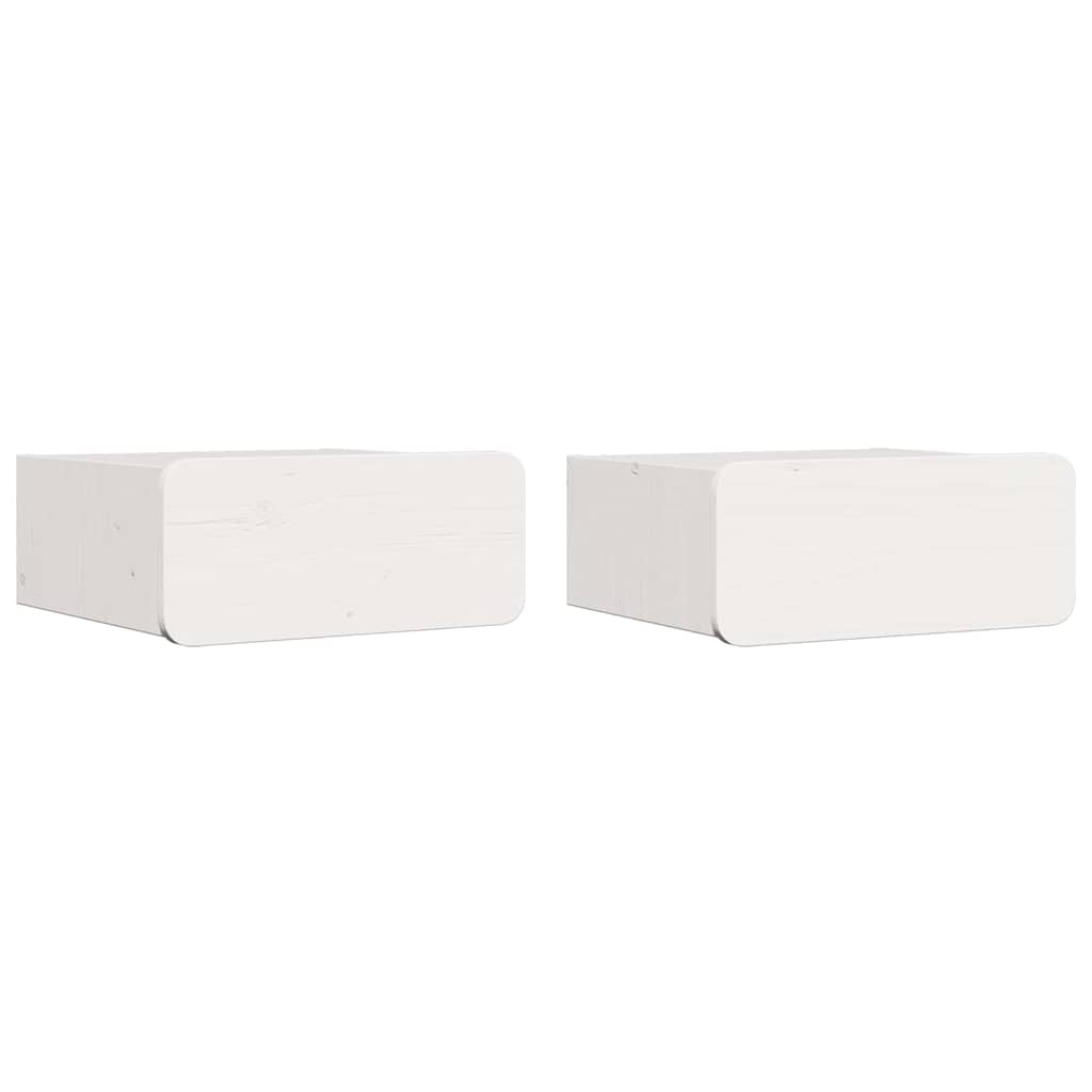 vidaXL Bedside Table 2 pcs White 39 x 34 x 16.5 cm Solid pine wood 2
