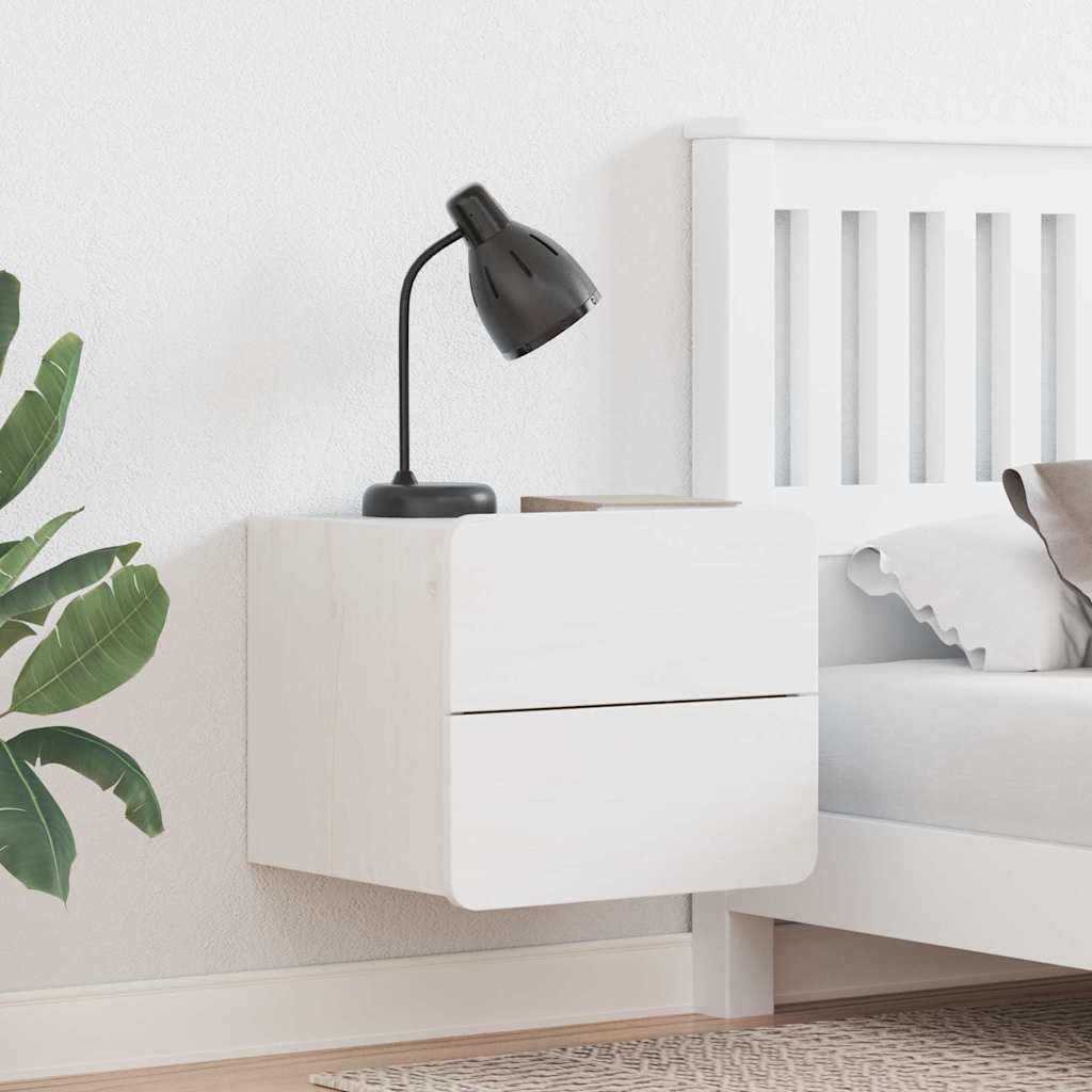 vidaXL Bedside Table with Drawer White 39 x 34 x 33 cm Solid pinewood 1