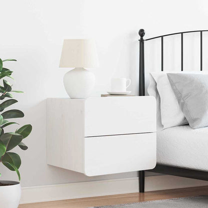 vidaXL Bedside Table with Drawer White 39 x 34 x 33 cm Solid pinewood 4
