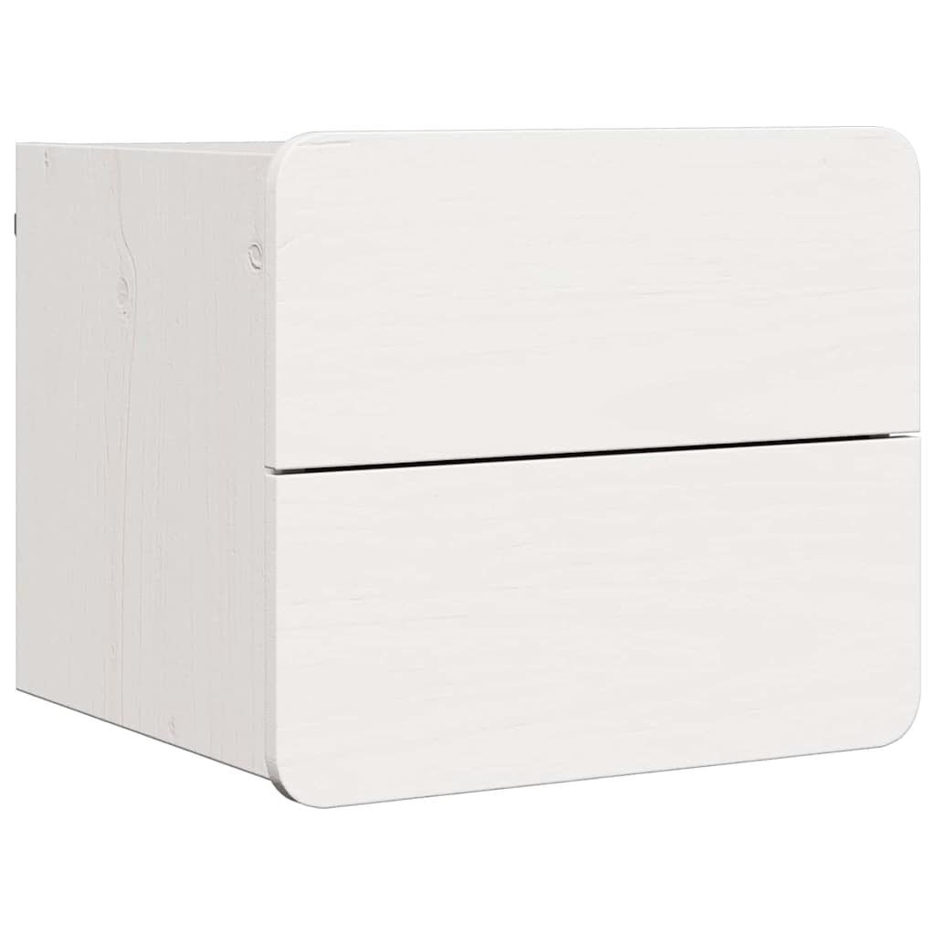 vidaXL Bedside Table with Drawer White 39 x 34 x 33 cm Solid pinewood 2
