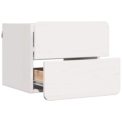 vidaXL Bedside Table with Drawer White 39 x 34 x 33 cm Solid pinewood 5