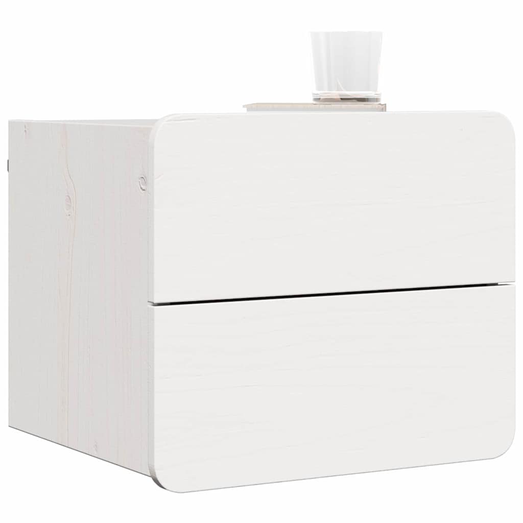 vidaXL Bedside Table with Drawer White 39 x 34 x 33 cm Solid pinewood 3