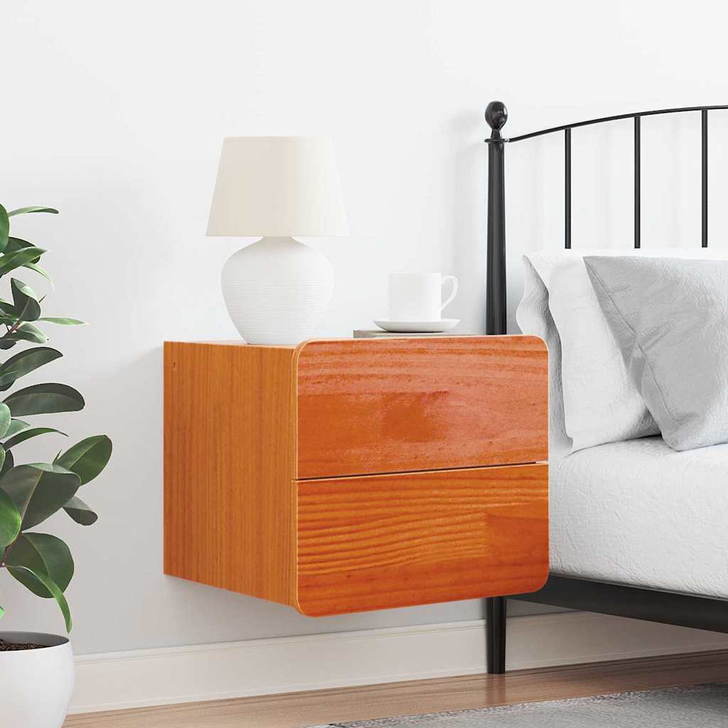 vidaXL Bedside Table Wax Brown 39 x 34 x 33 cm Solid pinewood 4