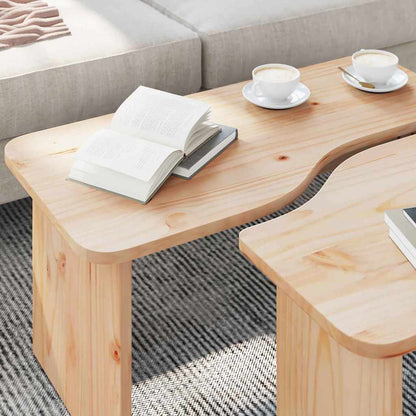 vidaXL Coffee Table 2 pcs Natural 100 x 69 x 35.5 cm Solid pine wood 5