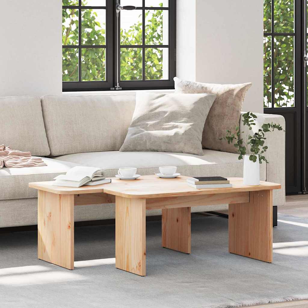 vidaXL Coffee Table 2 pcs Natural 100 x 69 x 35.5 cm Solid pine wood 1