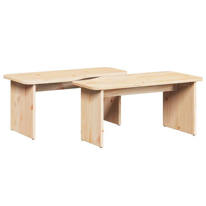 vidaXL Coffee Table 2 pcs Natural 100 x 69 x 35.5 cm Solid pine wood 2